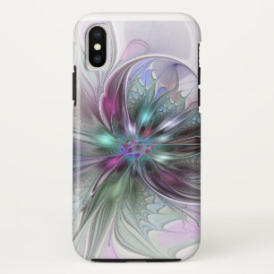 Colourful Fantasy Abstract Modern Fractal Flower iPhone XS Case