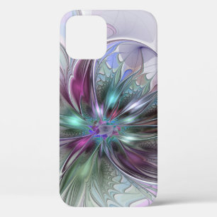 Colourful Fantasy Abstract Modern Fractal Flower iPhone 12 Case