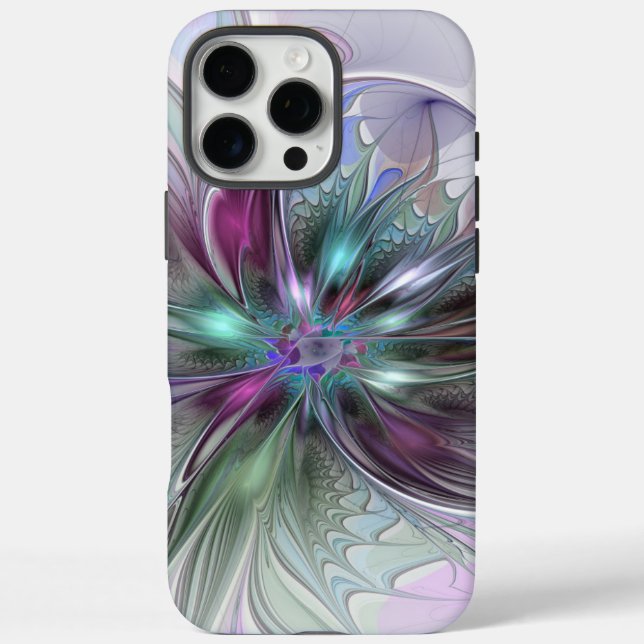 Colourful Fantasy Abstract Modern Fractal Flower Case-Mate iPhone Case (Back)