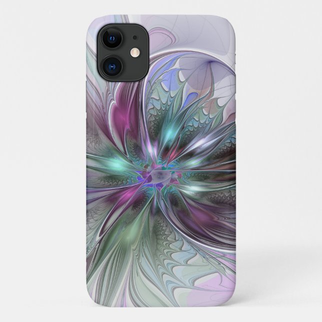 Colourful Fantasy Abstract Modern Fractal Flower Case-Mate iPhone Case (Back)