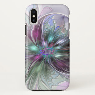Colourful Fantasy Abstract Modern Fractal Flower iPhone X Case