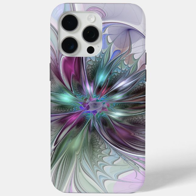Colourful Fantasy Abstract Modern Fractal Flower Case-Mate iPhone Case (Back)