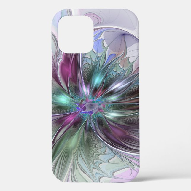 Colourful Fantasy Abstract Modern Fractal Flower Case-Mate iPhone Case (Back)