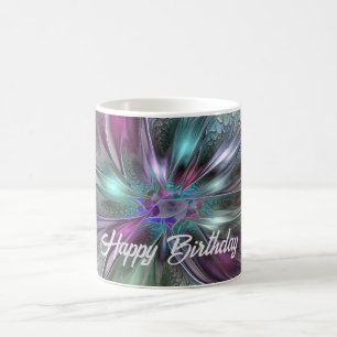 Colourful Fantasy Abstract Modern Fractal Flower Coffee Mug