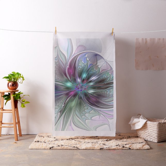Colourful Fantasy Abstract Modern Fractal Flower Fabric (In Situ)