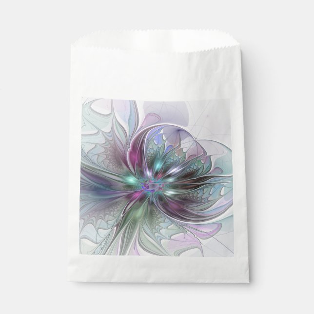 Colourful Fantasy Abstract Modern Fractal Flower Favour Bag (Front)