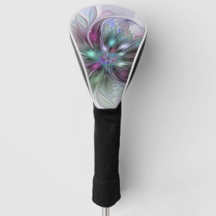 Colourful Fantasy Abstract Modern Fractal Flower Golf Head Cover