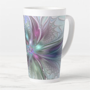 Colourful Fantasy Abstract Modern Fractal Flower Latte Mug