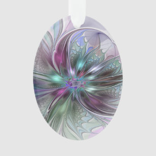 Colourful Fantasy Abstract Modern Fractal Flower Ornament