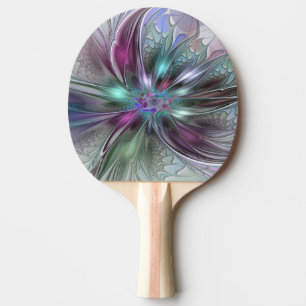 Colourful Fantasy Abstract Modern Fractal Flower Ping Pong Paddle