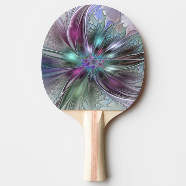 Colourful Fantasy Abstract Modern Fractal Flower Ping Pong Paddle (Front)