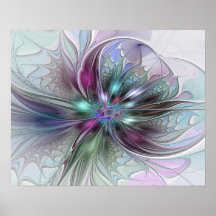 Colourful Fantasy Abstract Modern Fractal Flower