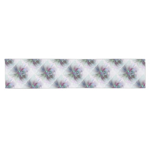 Colourful Fantasy Abstract Modern Fractal Flower Short Table Runner