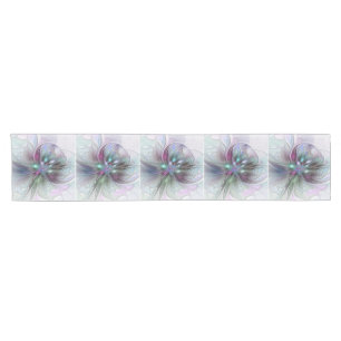 Colourful Fantasy Abstract Modern Fractal Flower Short Table Runner