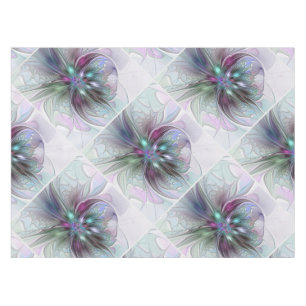 Colourful Fantasy Abstract Modern Fractal Flower Tablecloth
