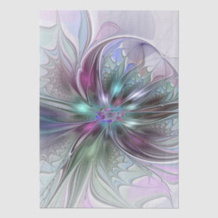 Colourful Fantasy Abstract Modern Fractal Flower Tissue Paper