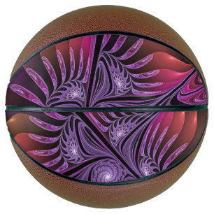 Colourful Fantasy Abstract Modern Purple Fractal Basketball