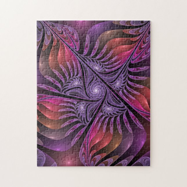 Colourful Fantasy Abstract Modern Purple Fractal Jigsaw Puzzle (Vertical)