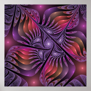 Colourful Fantasy Abstract Modern Purple Fractal Poster
