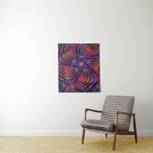Colourful Fantasy Abstract Modern Purple Fractal Tapestry