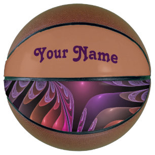 Colourful Fantasy Abstract Purple Fractal Own Name Basketball