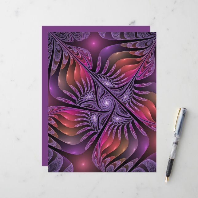 Colourful Fantasy Abstract Trippy Purple Fractal (Front/Back In Situ)