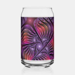 Colourful Fantasy Abstract Trippy Purple Fractal Can Glass