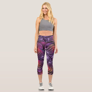 Colourful Fantasy Abstract Trippy Purple Fractal Capri Leggings