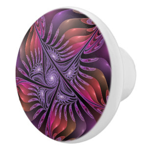 Colourful Fantasy Abstract Trippy Purple Fractal Ceramic Knob