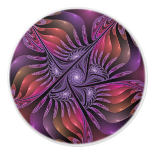 Colourful Fantasy Abstract Trippy Purple Fractal Ceramic Knob