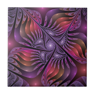 Colourful Fantasy Abstract Trippy Purple Fractal Ceramic Tile