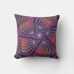 Colourful Fantasy Abstract Trippy Purple Fractal Cushion
