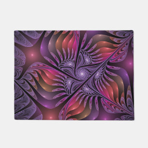 Colourful Fantasy Abstract Trippy Purple Fractal Doormat
