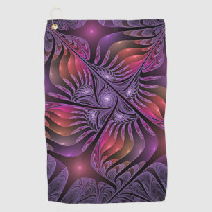 Colourful Fantasy Abstract Trippy Purple Fractal Golf Towel