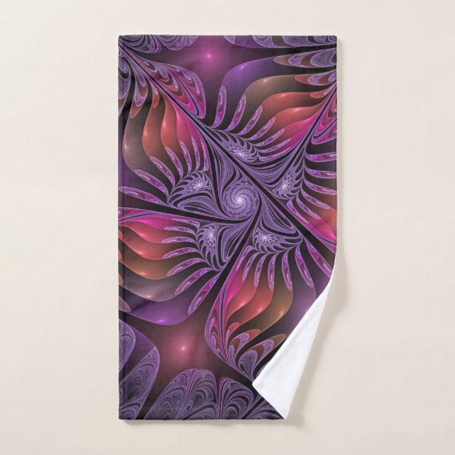 Colourful Fantasy Abstract Trippy Purple Fractal Hand Towel (Hand Towel)
