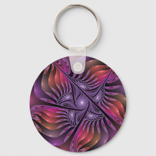 Colourful Fantasy Abstract Trippy Purple Fractal Key Ring