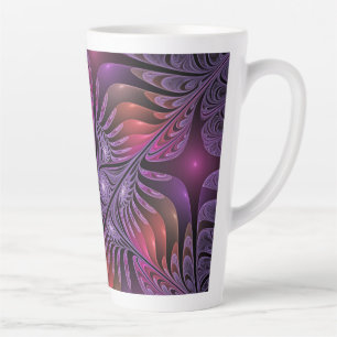 Colourful Fantasy Abstract Trippy Purple Fractal Latte Mug