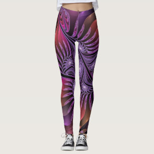 Colourful Fantasy Abstract Trippy Purple Fractal Leggings