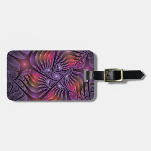 Colourful Fantasy Abstract Trippy Purple Fractal Luggage Tag