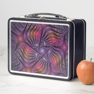 Colourful Fantasy Abstract Trippy Purple Fractal Metal Lunch Box