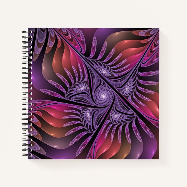 Colourful Fantasy Abstract Trippy Purple Fractal Notebook (Front)