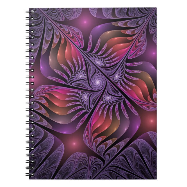 Colourful Fantasy Abstract Trippy Purple Fractal Notebook (Front)