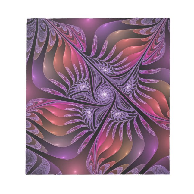 Colourful Fantasy Abstract Trippy Purple Fractal Notepad (Front)