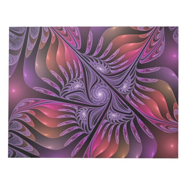 Colourful Fantasy Abstract Trippy Purple Fractal Notepad (Front)