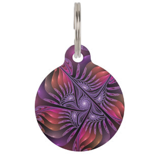 Colourful Fantasy Abstract Trippy Purple Fractal Pet Tag