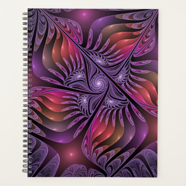 Colourful Fantasy Abstract Trippy Purple Fractal Planner (Front)