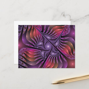 Colourful Fantasy Abstract Trippy Purple Fractal Postcard