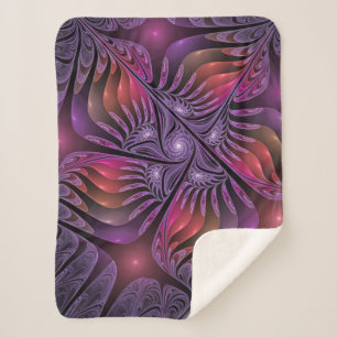 Colourful Fantasy Abstract Trippy Purple Fractal Sherpa Blanket