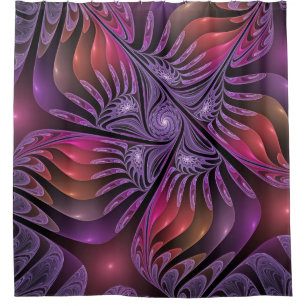 Colourful Fantasy Abstract Trippy Purple Fractal Shower Curtain