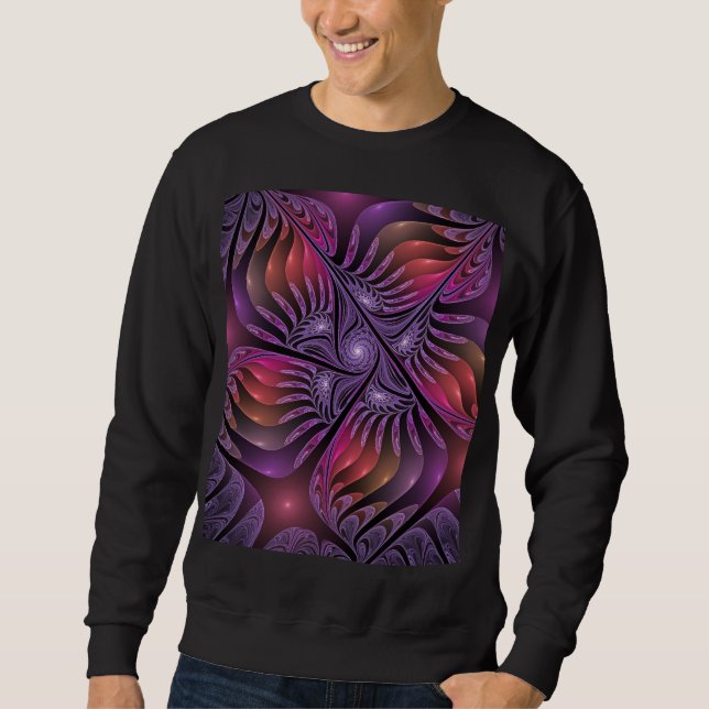 Colourful Fantasy Abstract Trippy Purple Fractal Sweatshirt (Front)